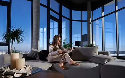 Luxury home interior with switchable privacy glass - Royal Tint