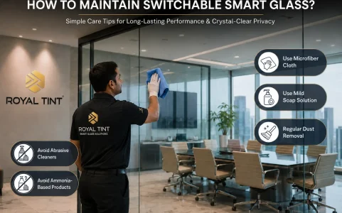 Smart glass versus traditional frosted glass in a modern interior - Royal Tint